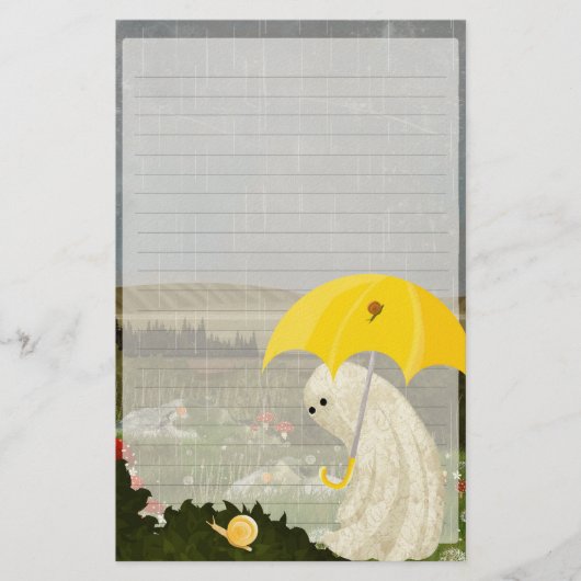 友達作り - かわいい幽霊の罫線ノート 便箋 (正面)