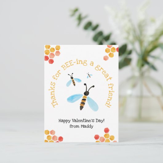 友達感謝していのビー素晴らしバレンタイン ポストカード (スタンド正面)