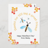 友達感謝していのビー素晴らしバレンタイン ポストカード (正面/裏面)