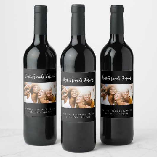 友達最高のは永遠に黒写真を愛する ワインラベル (ボトル)