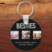 友達最高のは永遠BFFの写真は黒い銀の名前 キーホルダー (正面)