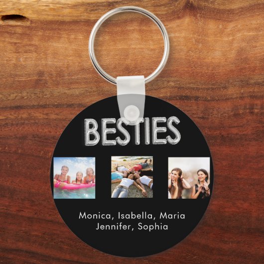 友達最高のは永遠BFFの写真は黒い銀の名前 キーホルダー (正面)