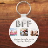 友達最高のは永遠BFF写真は白い銀の名前 キーホルダー (正面)