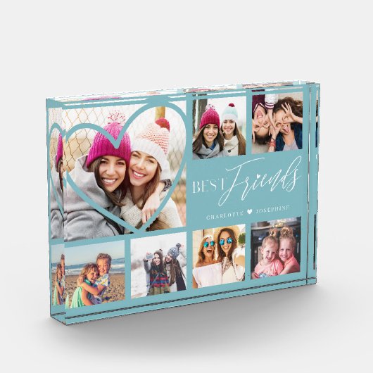 友達最高のへの贈り物7フォトコラージュハートBFF フォトブロック (左)