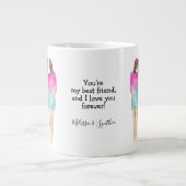 友達最高のギフトマグ2ブルネット ジャンボコーヒーマグカップ (正面)