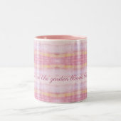 友達最高のデザイナーピンクの格子柄マグカップ ツートーンマグカップ (中央)