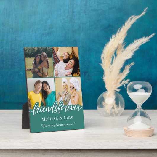 友達最高の永遠にかわいい4枚コラージュティール（緑がかった色） フォトプラーク (側面)