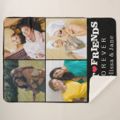 友達最高の永遠にかわいい4枚コラージュ黒 シェルパブランケット (正面(横))