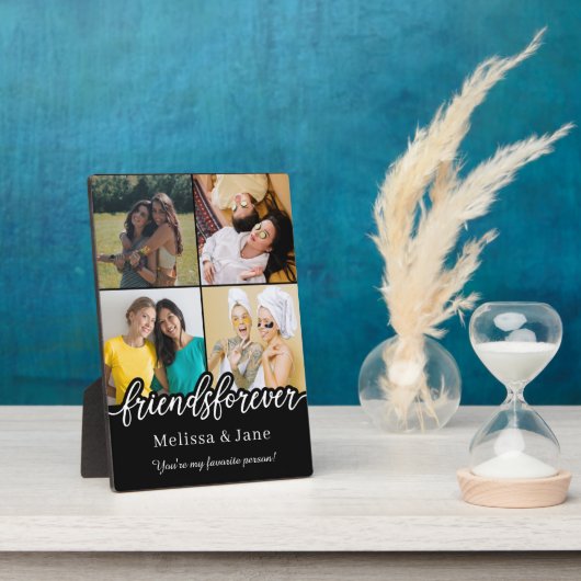 友達最高の永遠にかわいい4枚コラージュ黒 フォトプラーク (側面)
