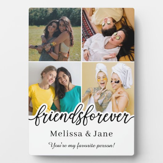 友達最高の永遠にかわいい4枚コラージュ黒 フォトプラーク (正面)