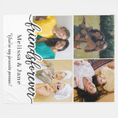 友達最高の永遠にかわいい4枚コラージュ黒 フリースブランケット (正面(横))