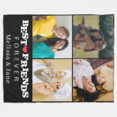 友達最高の永遠にかわいい4枚コラージュ黒 フリースブランケット (正面(横))