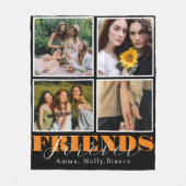 友達最高の永遠にかわいい4枚コラージュ黒 フリースブランケット (正面)