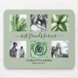 友達最高の永遠にセージ緑6フォトコラージュ マウスパッド