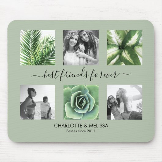 友達最高の永遠にセージ緑6フォトコラージュ マウスパッド (正面)