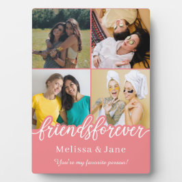 友達最高の永遠に可愛い4枚の写真コラージュピンク フォトプラーク