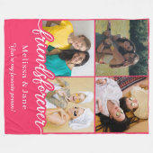 友達最高の永遠に可愛い4枚の写真コラージュピンク フリースブランケット (正面(横))