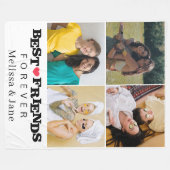 友達最高の永遠に可愛い4枚の写真コラージュピンク フリースブランケット (正面(横))