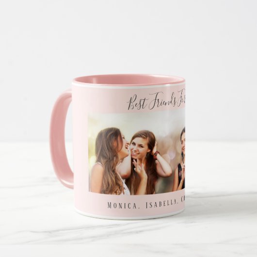 友達最高の永遠の写真名赤面ピンク マグカップ (正面左)