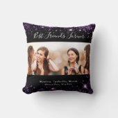 友達最高の永遠フォトブラックパープルグリッター クッション (正面)