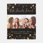 友達最高の永遠BFFカスタムフォト黒金ゴールド フリースブランケット (正面)