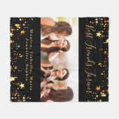 友達最高の永遠BFFカスタムフォト黒金ゴールド フリースブランケット (正面(横))