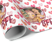 友達最高の永遠BFFハート、写真白地を追加 ラッピングペーパー (ロールコーナー)