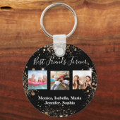 友達最高の永遠BFFフォトブラック金ゴールドグリッター キーホルダー (正面)