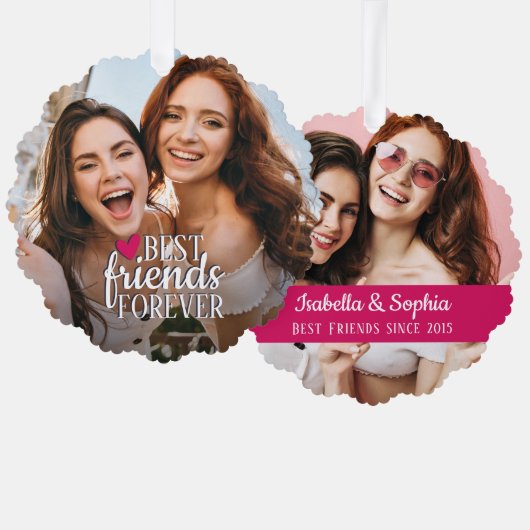 友達最高の永遠BFF 2写真友情 オーナメントカード (正面/裏面)