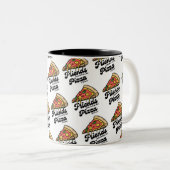 友達来と行くが、ピザは永遠におもしろい ツートーンマグカップ (正面右)