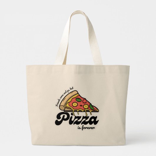 友達来と行くが、ピザは永遠におもしろい ラージトートバッグ (裏面)