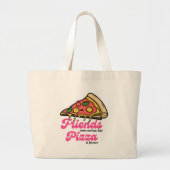 友達来と行くが、ピザは永遠におもしろい ラージトートバッグ (正面)