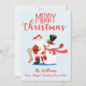 友達霜の降りた&サンタ応援クリスマスフォト シーズンカード (正面)