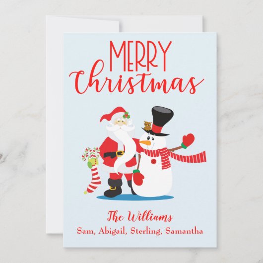 友達霜の降りた&サンタ応援クリスマスフォト シーズンカード (正面)