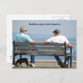 友達2人と、湖・スペリオルを楽しむ ポストカード (正面/裏面)