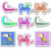 友達 カスタム 名前 かわいい 動物と鳥のステッカーシート シール (正面)