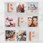 友達 シルバー ローズゴールド フォト コラージュ BFF ワインラベル (シングルラベル)