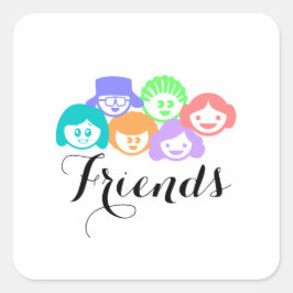 「友達」友情、ステッカーかわいらしス スクエアシール