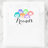 「友達」友情、ステッカーかわいらしス 長方形シール (バッグ)