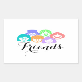 「友達」友情、ステッカーかわいらしス 長方形シール