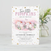 双のカボチャの女の子のベビーシャワー招待状 招待状 (スタンド正面)