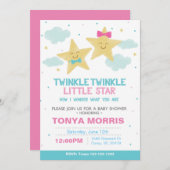 双のブラックボードリトルスターベビーシャワー招待状 招待状 (正面/裏面)