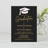 双エレガント金ゴールド書道卒業パーティー 招待状 (スタンド正面)