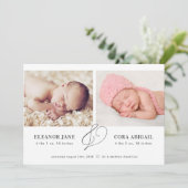 双モダン子出産のお知らせ 招待状 (スタンド正面)