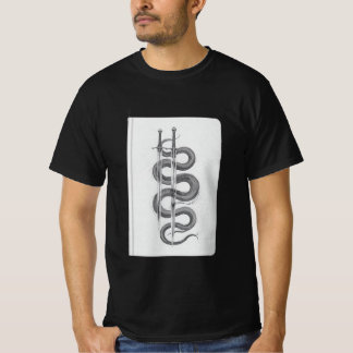 双剣と蛇の神秘的なアート Tシャツ