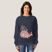 双子お洒落の赤ちゃん女の子とピンク妊婦 スウェットシャツ (正面フル)