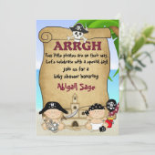 双子かわいい小さな海賊バッカリーベビーシャワー 招待状 (スタンド正面)