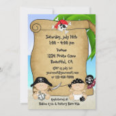 双子かわいい小さな海賊バッカリーベビーシャワー 招待状 (裏面)