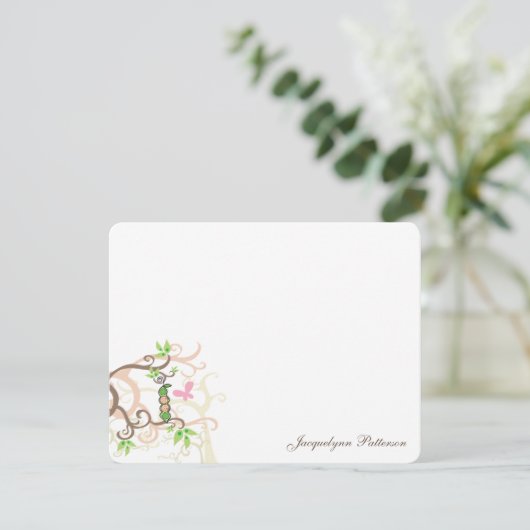 双子かわいい赤ちゃん女お洒落の子ピンクのエンドウ豆 サンキューカード (スタンド正面)