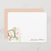 双子かわいい赤ちゃん女お洒落の子ピンクのエンドウ豆 サンキューカード (正面/裏面)